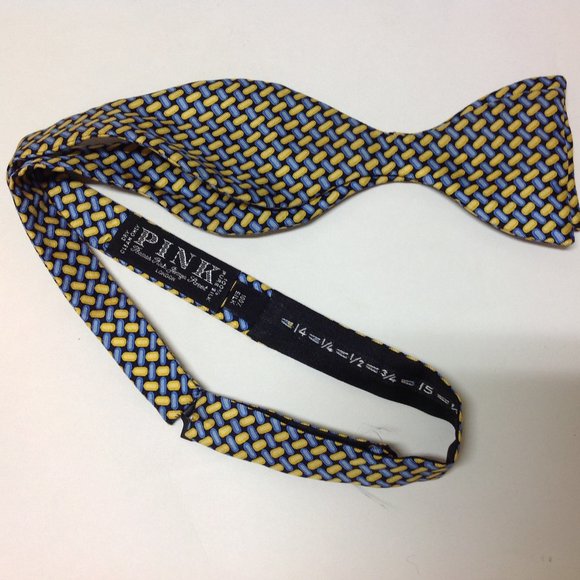 THOMAS PINK Capsule Dots Silk Adjustable Self Bow Tie  2.5" - Picture 4 of 11